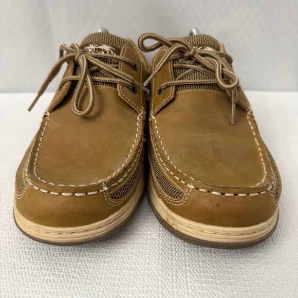 Margaritaville Boat Shoes Mens Size 12 Anchor Lace Brown Leather Slip On Casual main image 7